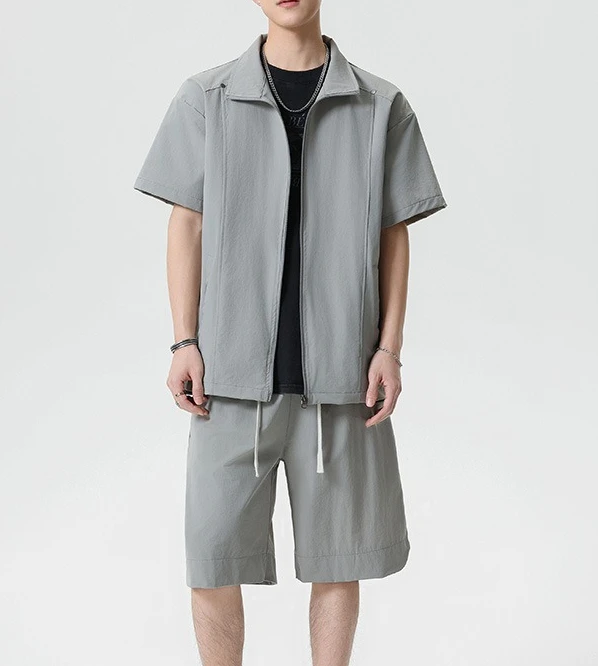 2026 Summer Men's Sports Outdoor Zipper Stand-up Collar T-shirt Quick-drying Knitted High-elastic Breathable Shorts Set
2026 Summer Men's Sports Outdoor Zipper Stand-up Collar T-shirt Quick-drying Knitted High-elastic Breathable Shorts Set