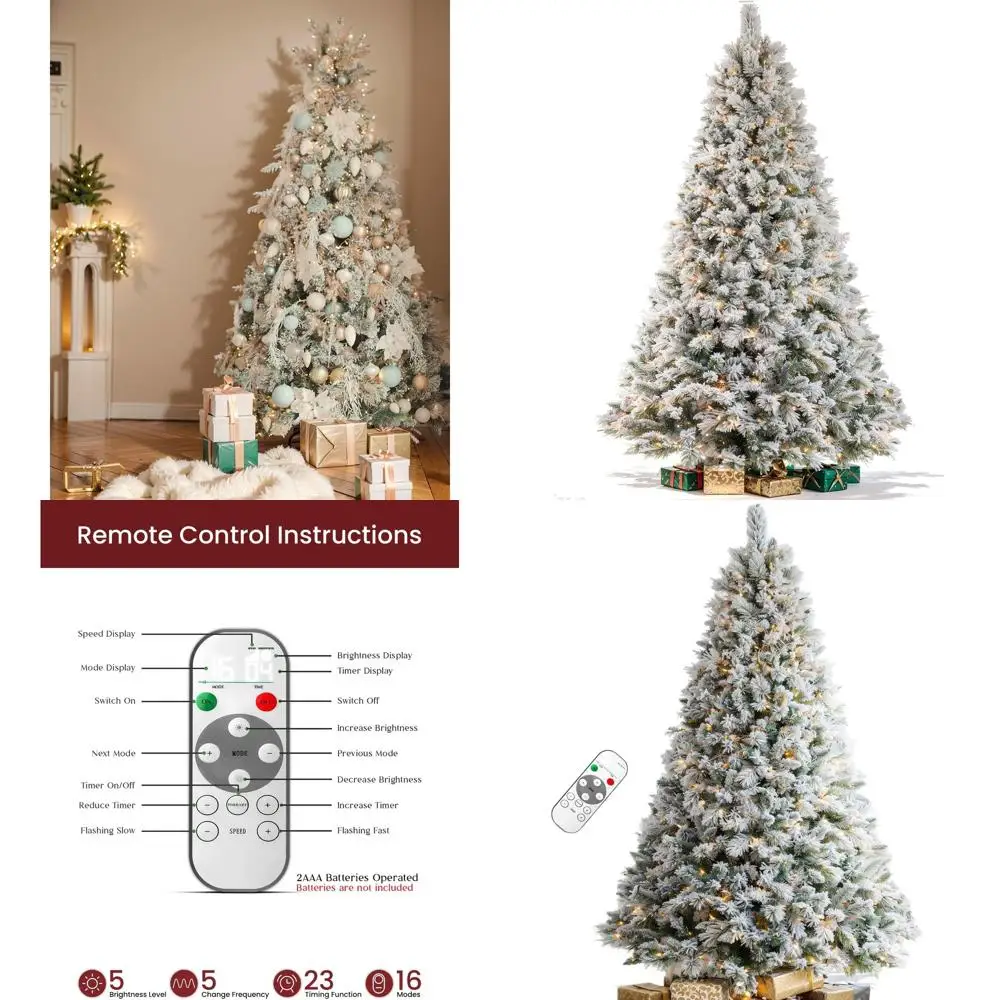 4-Foot Pre-Lit Snowy Spruce Christmas Tree with Remote, 150 Dual-Color LEDs, Artificial, Hinged for Home Holidays
4-Foot Pre-Lit Snowy Spruce Christmas Tree with Remote, 150 Dual-Color LEDs, Artificial, Hinged for Home Holidays