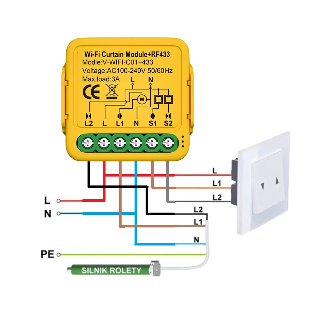 Tuya WIFI Intelligent 433 Curtain Module Louver Switch Electric Motorized Curtain Roller Shutter Control Switch APP Remote