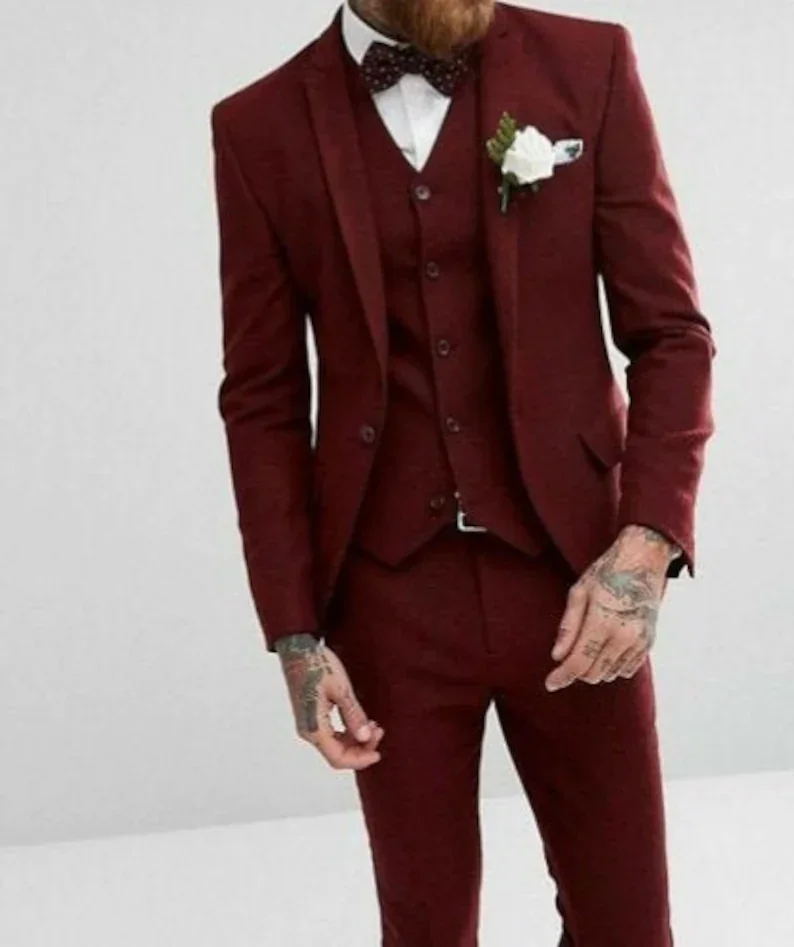 Men's Suit 3 Piece Suit Slim Fit Burgundy Wedding Tuxedo For Groom Elegant Suit Gift For Him Formal Wear Prom Party Blazer
Men's Suit 3 Piece Suit Slim Fit Burgundy Wedding Tuxedo For Groom Elegant Suit Gift For Him Formal Wear Prom Party Blazer