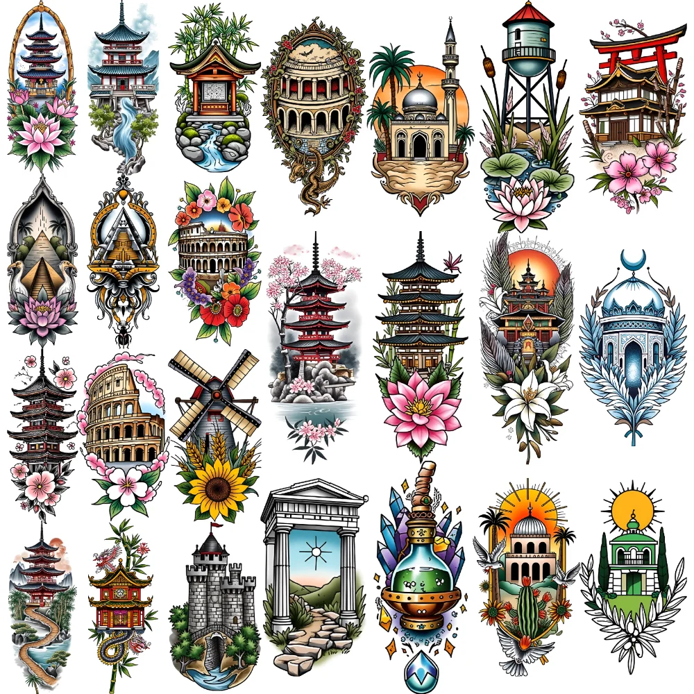9pcs Temporary Tattoo Castle Tattoos Waterproof Long-lasting Body Stickers Colosseum Tattoos Temple Tattoos For Chest Adults
9pcs Temporary Tattoo Castle Tattoos Waterproof Long-lasting Body Stickers Colosseum Tattoos Temple Tattoos For Chest Adults