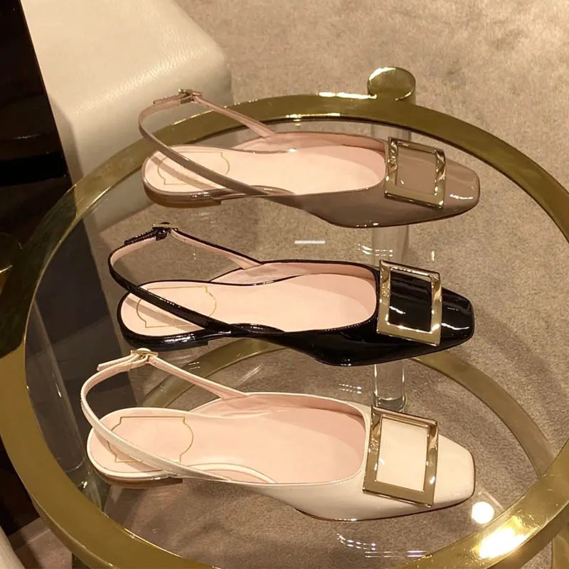 Square Buckle Patent Leather Spring Autumn New Low Heeled Flat Single Shoe Half Trail Toe Side Empty Sandals Women's Shoes
Square Buckle Patent Leather Spring Autumn New Low Heeled Flat Single Shoe Half Trail Toe Side Empty Sandals Women's Shoes