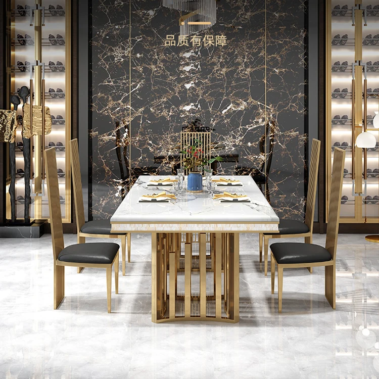 For Hotel Restaurant Dining Room Furniture/Luxury Modern Dining Table 6 Seater Gold Stainless Steel Frame Decoration Marble Top
For Hotel Restaurant Dining Room Furniture/Luxury Modern Dining Table 6 Seater Gold Stainless Steel Frame Decoration Marble Top