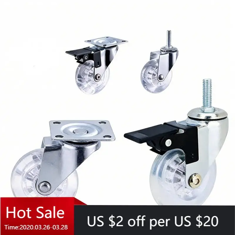 4Pcs 1.5 Inch M8x15mm Screw Caster Wheels | Clear Crystal PU Polyurethane Universal Casters for Display Cabinets, Baby Cots
4Pcs 1.5 Inch M8x15mm Screw Caster Wheels | Clear Crystal PU Polyurethane Universal Casters for Display Cabinets, Baby Cots