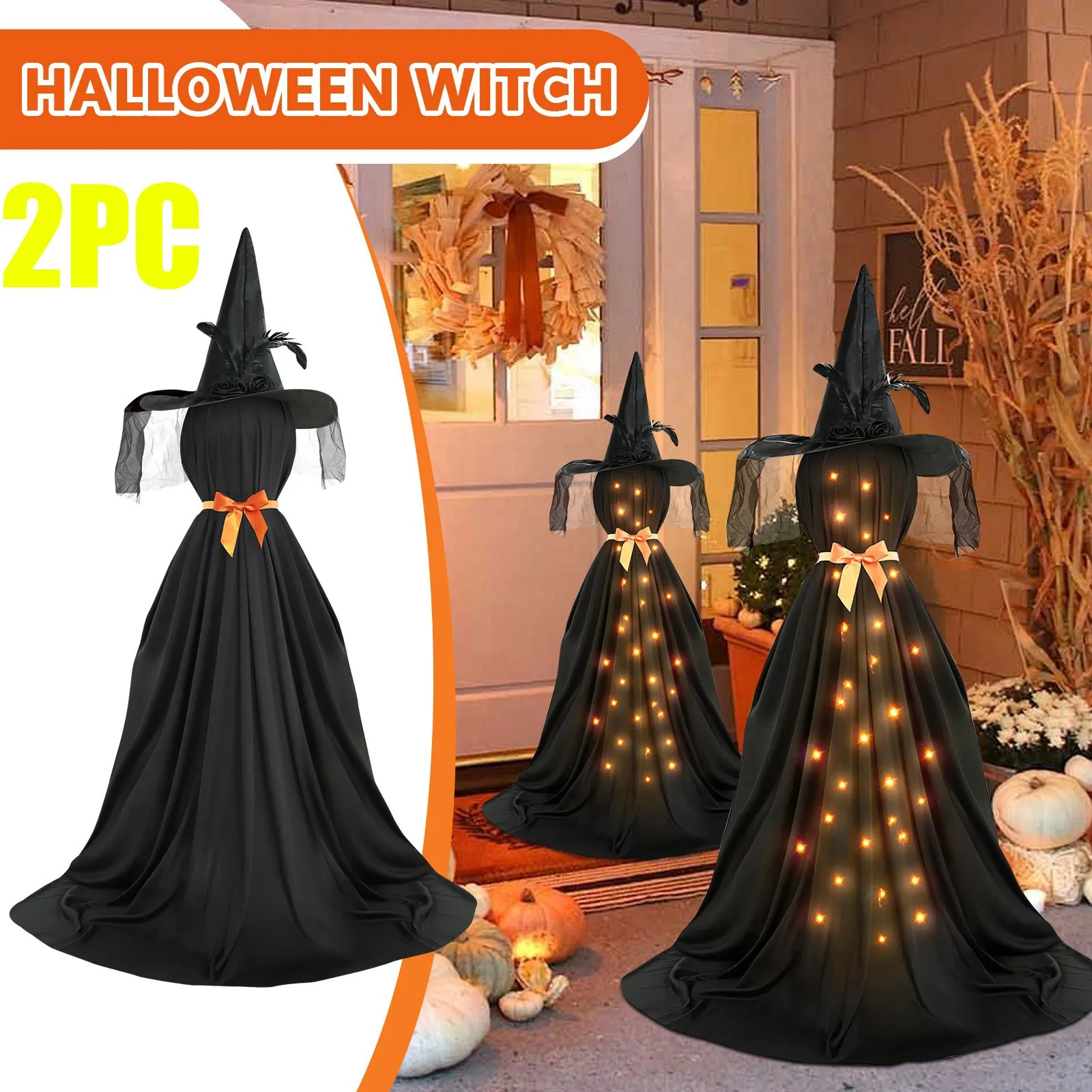 2PC Halloween Horror Outdoor Decorations Spooky Glowing Witch Atmosphere Decorations With String Lights Battery Operated
2PC Halloween Horror Outdoor Decorations Spooky Glowing Witch Atmosphere Decorations With String Lights Battery Operated
