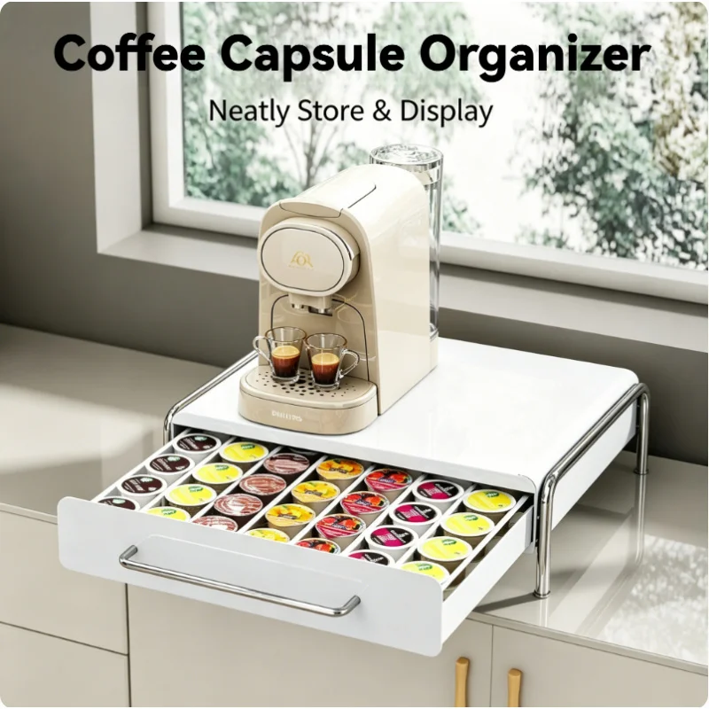 Capsule Coffee Display Rack with Storage Drawer Coffee Machine Base Shelf Tabletop Organizer for Bar Kitchen Home
Capsule Coffee Display Rack with Storage Drawer Coffee Machine Base Shelf Tabletop Organizer for Bar Kitchen Home