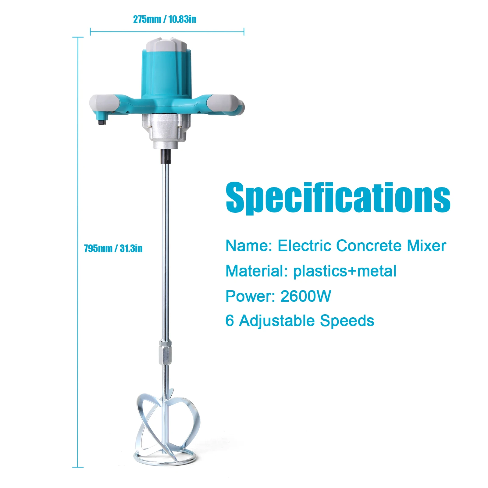 2600W Electric Concrete Mixer Portable Handheld Concrete Cement Mixer 6 Speeds Adjustable Mixing Machine Thinset Mortar Grout Pl
2600W Electric Concrete Mixer Portable Handheld Concrete Cement Mixer 6 Speeds Adjustable Mixing Machine Thinset Mortar Grout Pl