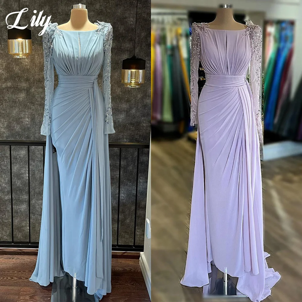 Lily Light Blue Prom Dress Round-Neck Chiffon فساتين السهرة with Beaded Embroidery Sleeves Floor-Length Evening Gown Customized
Lily Light Blue Prom Dress Round-Neck Chiffon فساتين السهرة with Beaded Embroidery Sleeves Floor-Length Evening Gown Customized