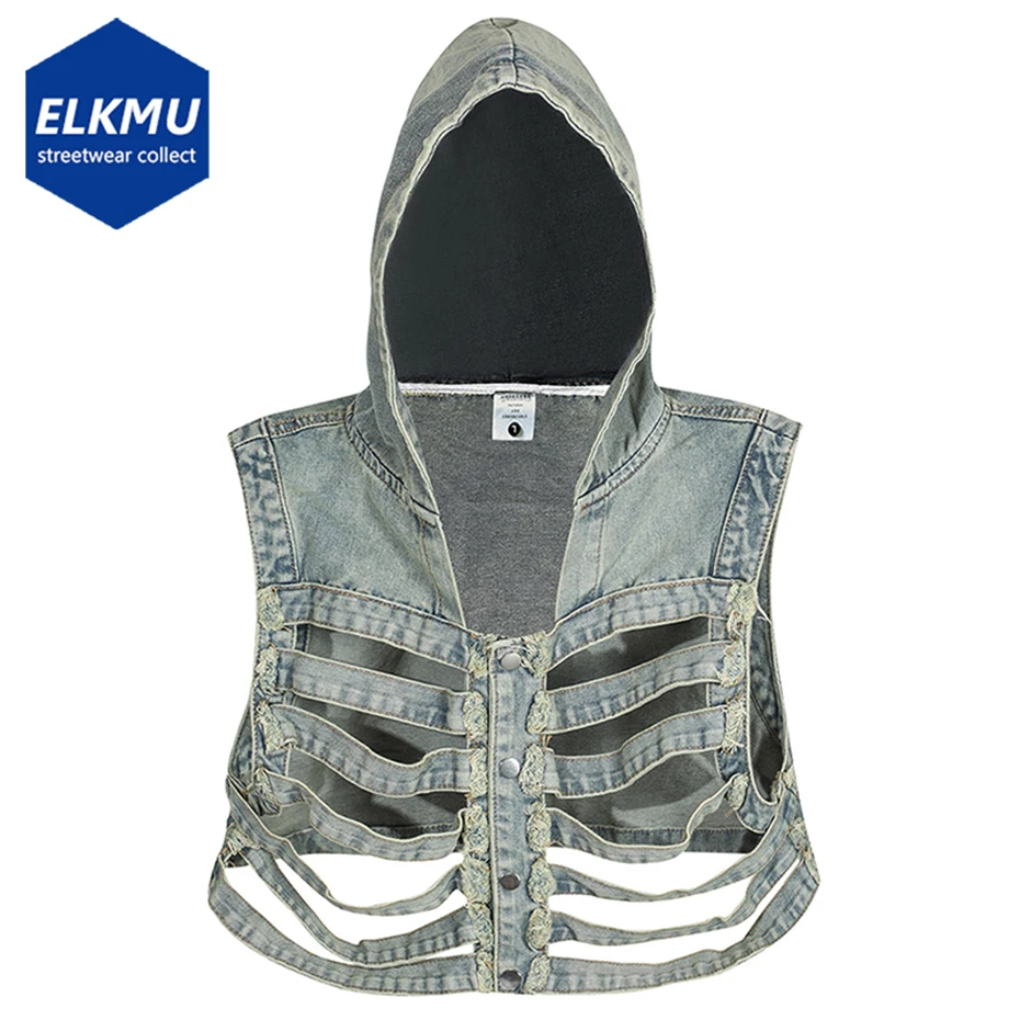 Skeleton Hooded Denim Vest Men Techwear Darkwear Blue Black Jeans Vests Streetwear Harajuku Hip Hop Vest Y2K Tops
Skeleton Hooded Denim Vest Men Techwear Darkwear Blue Black Jeans Vests Streetwear Harajuku Hip Hop Vest Y2K Tops