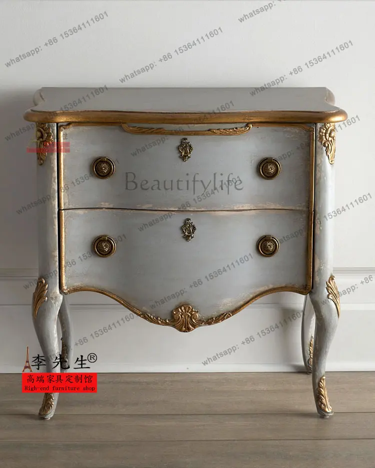French solid wood chest of drawers Country pastoral carved old bedside table
French solid wood chest of drawers Country pastoral carved old bedside table