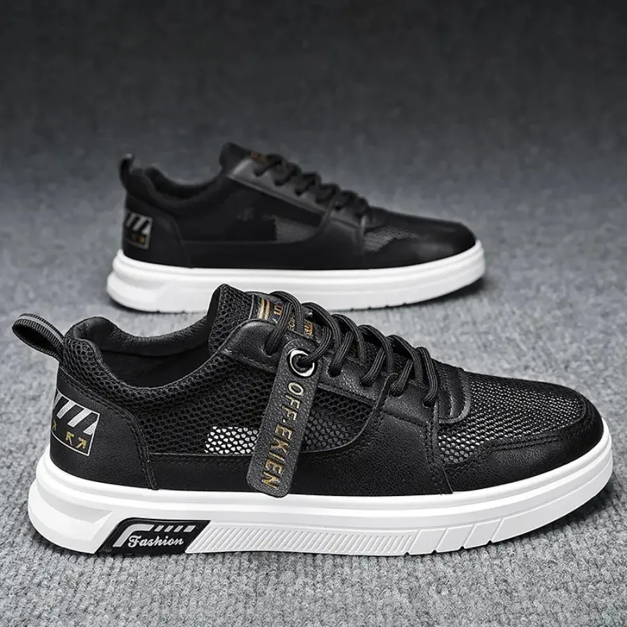 Men' Black and White Color Block Sneakers - Breathable Mesh Sneakers with Non-Slip Thick Sole Low-Top Lace-Up Round Toe Suitabl
Men' Black and White Color Block Sneakers - Breathable Mesh Sneakers with Non-Slip Thick Sole Low-Top Lace-Up Round Toe Suitabl