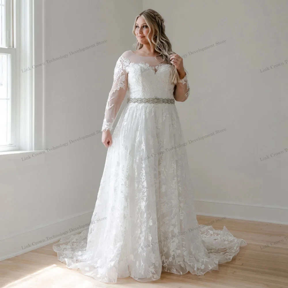 Plus Size Wedding Dresses for Women Fulll Sleeve Exquisite Bridal Gowns with Lace Crtstal 2025 New Court Train Vestido De Novia
Plus Size Wedding Dresses for Women Fulll Sleeve Exquisite Bridal Gowns with Lace Crtstal 2025 New Court Train Vestido De Novia