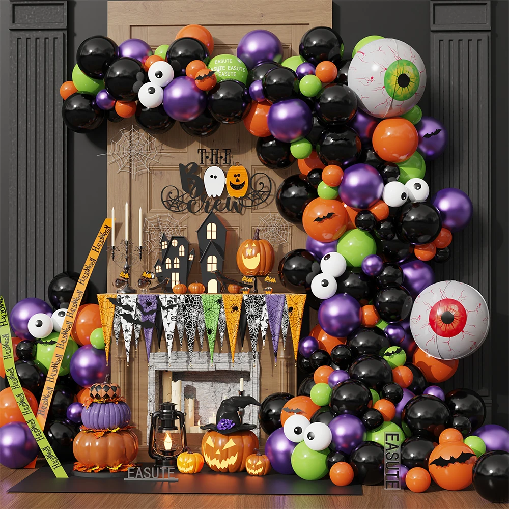 119Pcs Halloween Balloon Garland Kit 22in 4D Eyeball Foil Ballon Purple Orange Green Black Arch Haunted House Spooky Party Decor
119Pcs Halloween Balloon Garland Kit 22in 4D Eyeball Foil Ballon Purple Orange Green Black Arch Haunted House Spooky Party Decor