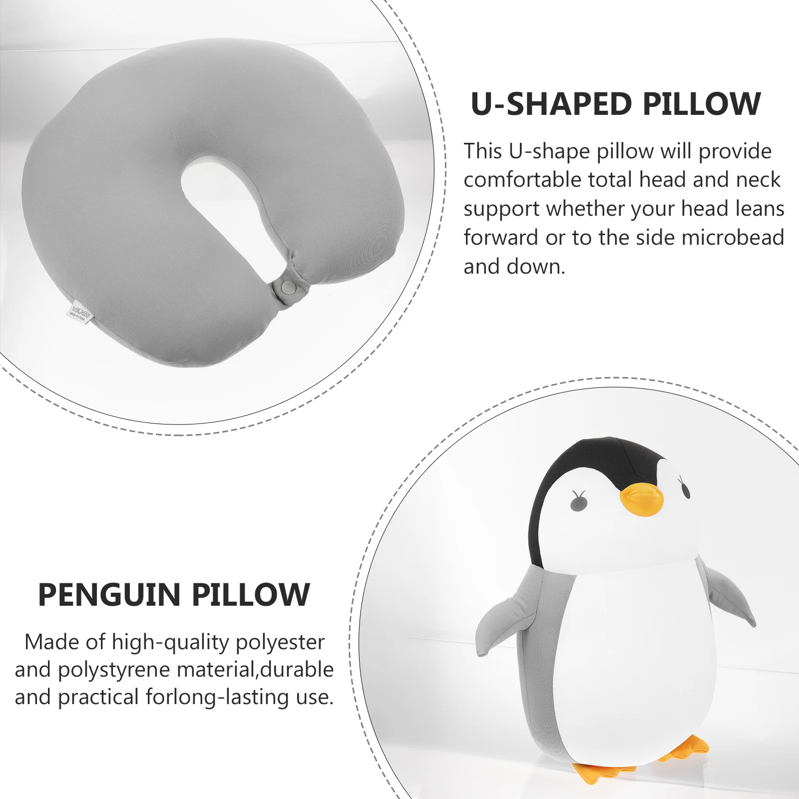 1Pcs U-Shaped Neck Pillow Portable Travel Reversible Penguin Cartoon Head Support Comfortable Neck Cushion for Car Train Bus
1Pcs U-Shaped Neck Pillow Portable Travel Reversible Penguin Cartoon Head Support Comfortable Neck Cushion for Car Train Bus