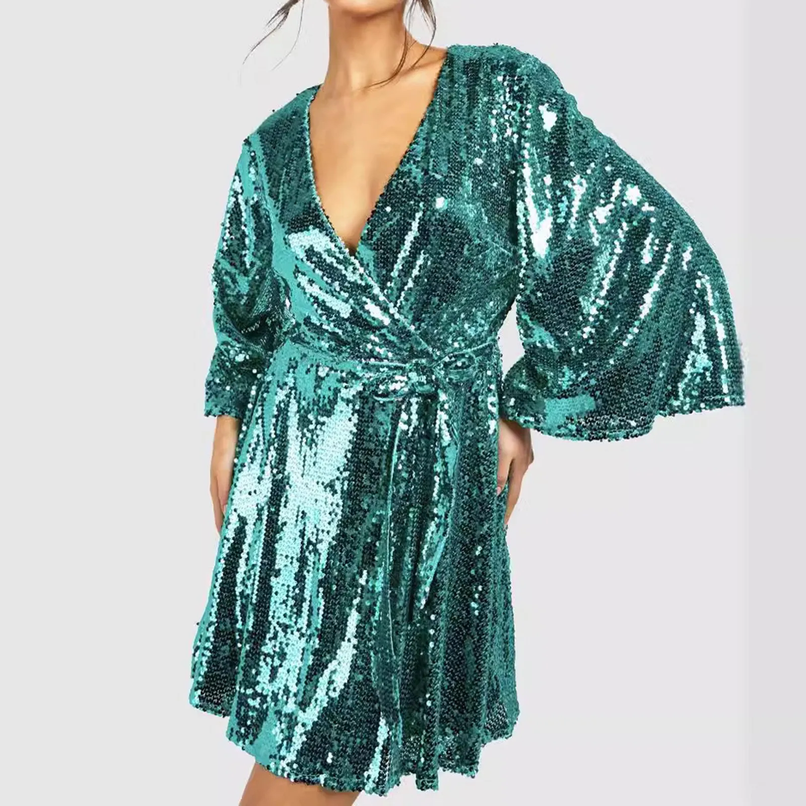 Sexy Deep V-neck Hollow Gown Party Dress Women Spring Glitter Sequin Sharkly Mini Dress Autumn Long Sleeve Belted A-Line Dresses
Sexy Deep V-neck Hollow Gown Party Dress Women Spring Glitter Sequin Sharkly Mini Dress Autumn Long Sleeve Belted A-Line Dresses