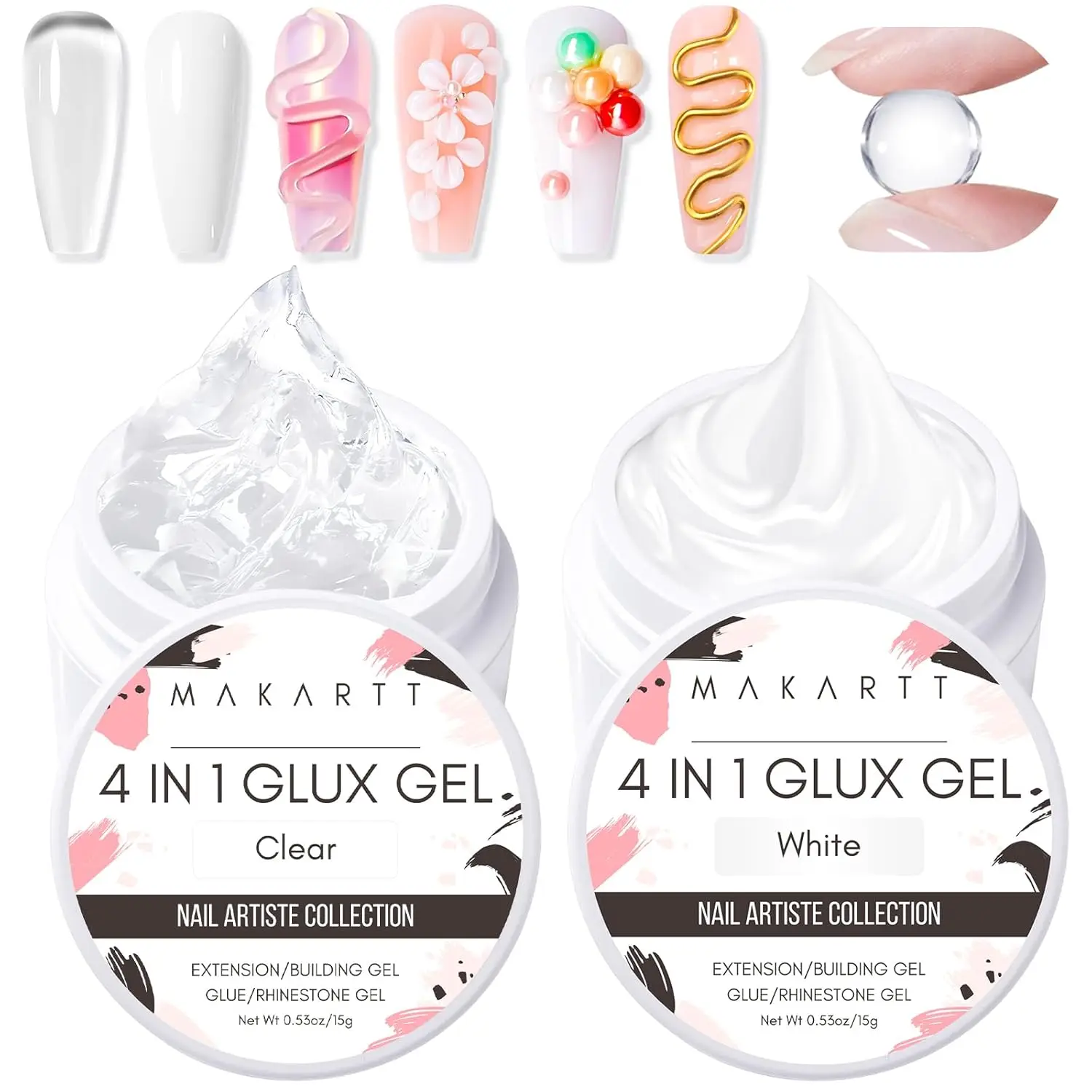 Makartt Solid Gel Builder: 4-в-1, прозрачный белый, нелипкий для наращивания 3D-стеректирующих ногтей, УФ-клей для акриловых кончиков, страз.
Makartt Solid Gel Builder: 4-в-1, прозрачный белый, нелипкий для наращивания 3D-стеректирующих ногтей, УФ-клей для акриловых кончиков, страз.