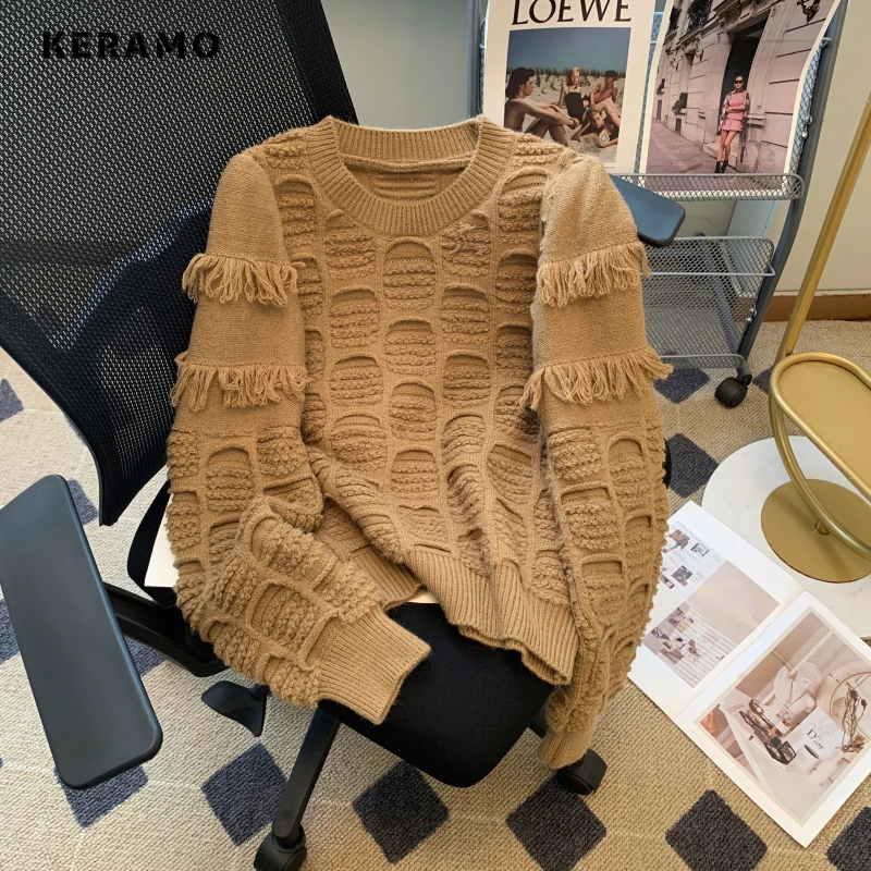 Women's Vintage Loose Knitting Long Sleeve Casual Pullovers 2023 Autumn Winter Solid Ladies Fashion Round Neck Sweater Top
Women's Vintage Loose Knitting Long Sleeve Casual Pullovers 2023 Autumn Winter Solid Ladies Fashion Round Neck Sweater Top