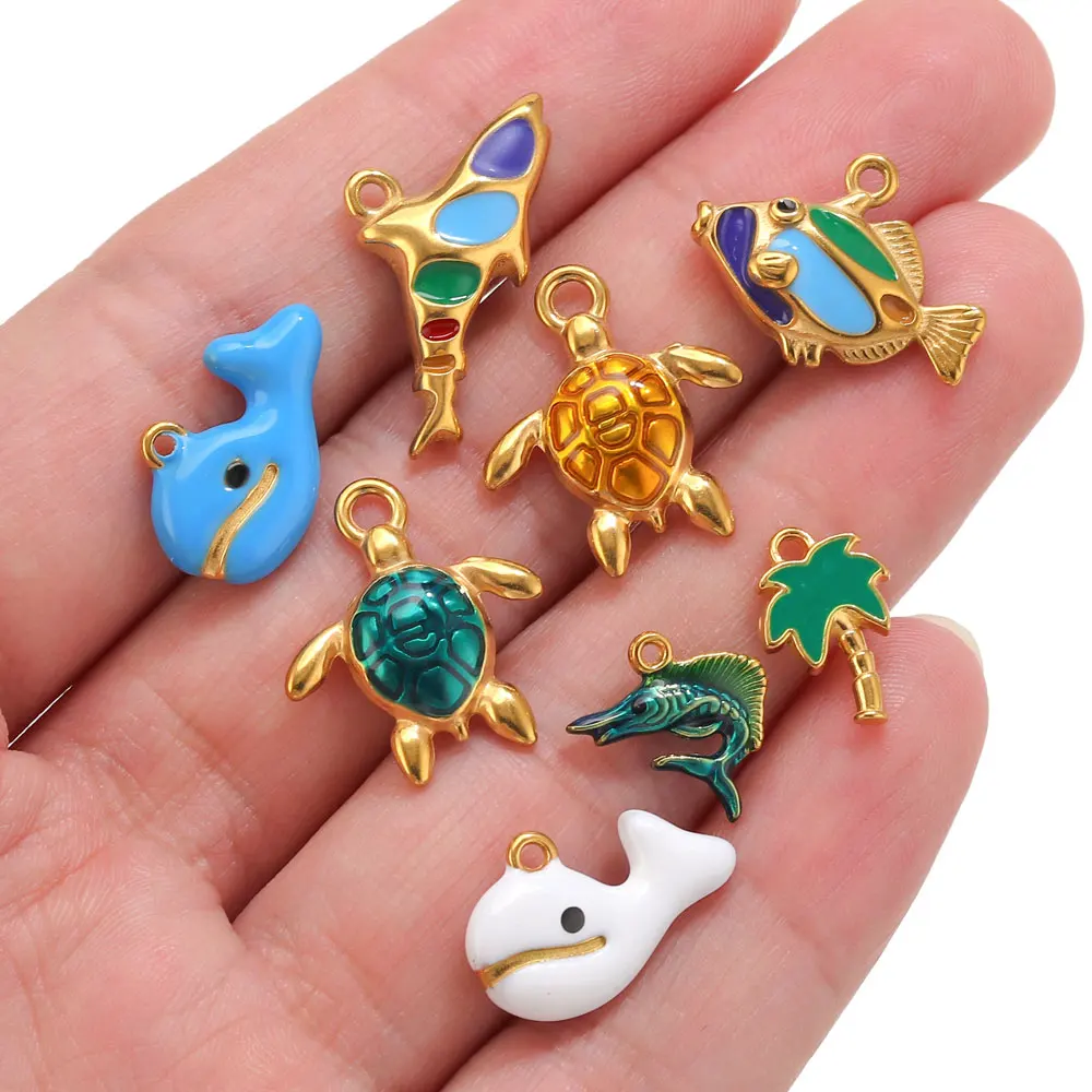 3pcs Stainless Steel Enamrl Charms Turtle Fish Coconut Tree Pendants For Neckalce Bracelet Making Supplies DIY Jewelry Material
3pcs Stainless Steel Enamrl Charms Turtle Fish Coconut Tree Pendants For Neckalce Bracelet Making Supplies DIY Jewelry Material