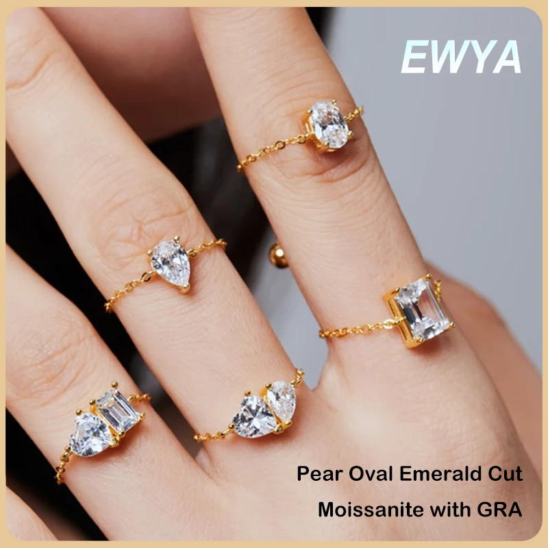 EWYA 1CT Oval Emerald Round Cut Solitaire Moissanite Link Chain Ring Adjustable 0.8CT Pear Diamond Band GRA Certified Women Man
EWYA 1CT Oval Emerald Round Cut Solitaire Moissanite Link Chain Ring Adjustable 0.8CT Pear Diamond Band GRA Certified Women Man