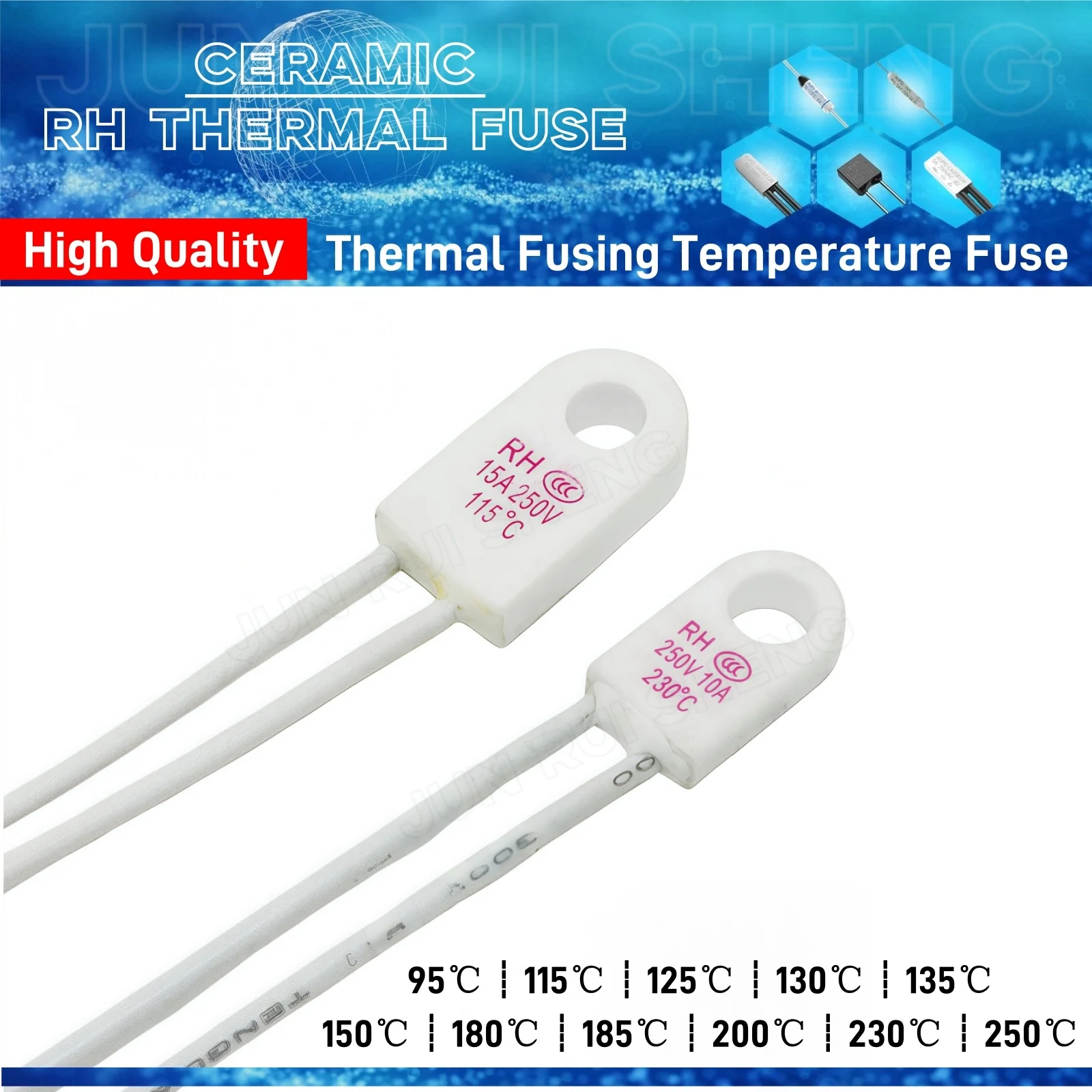 5PCS Ceramic Temperature Fuse RH 10A 15A 250V Cutoff TF 95 115 125 130 135 150 180 185 200 230 250 C Degree Thermal Fusible Fuse
5PCS Ceramic Temperature Fuse RH 10A 15A 250V Cutoff TF 95 115 125 130 135 150 180 185 200 230 250 C Degree Thermal Fusible Fuse