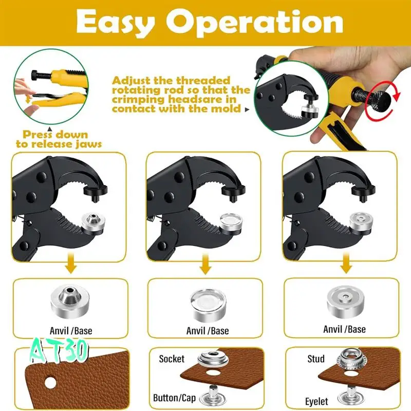 Snap Kit Fastener Tools: Adjustable Snap Pliers For Fabric Boat Cover Canvas Repair Kit, Marine Snaps Stainless Steel-AT30
Snap Kit Fastener Tools: Adjustable Snap Pliers For Fabric Boat Cover Canvas Repair Kit, Marine Snaps Stainless Steel-AT30