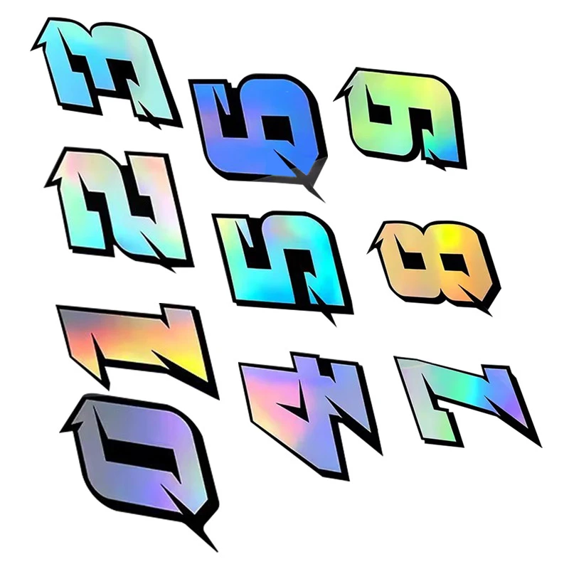 1 шт. лазерный номер 0-9, светоотражающие наклейки для мотоцикла, водостойкий топливный бак для мотоцикла, электрический скутер, велосипед, виниловые наклейки 
1 шт. лазерный номер 0-9, светоотражающие наклейки для мотоцикла, водостойкий топливный бак для мотоцикла, электрический скутер, велосипед, виниловые наклейки