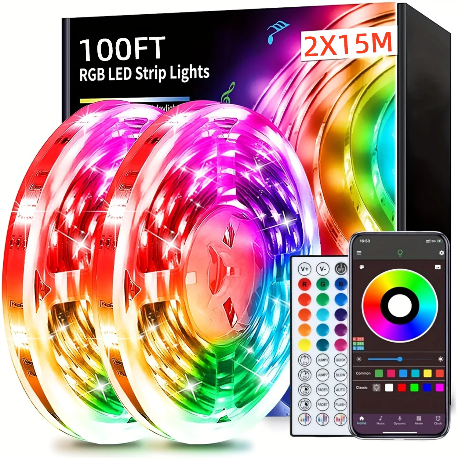 HBOWMDJIA 100ft Led Lights For Bedroom,With APP Control And 44keys Remote,With Timing Settion,With Music Sync RGB Strip Lights F
HBOWMDJIA 100ft Led Lights For Bedroom,With APP Control And 44keys Remote,With Timing Settion,With Music Sync RGB Strip Lights F