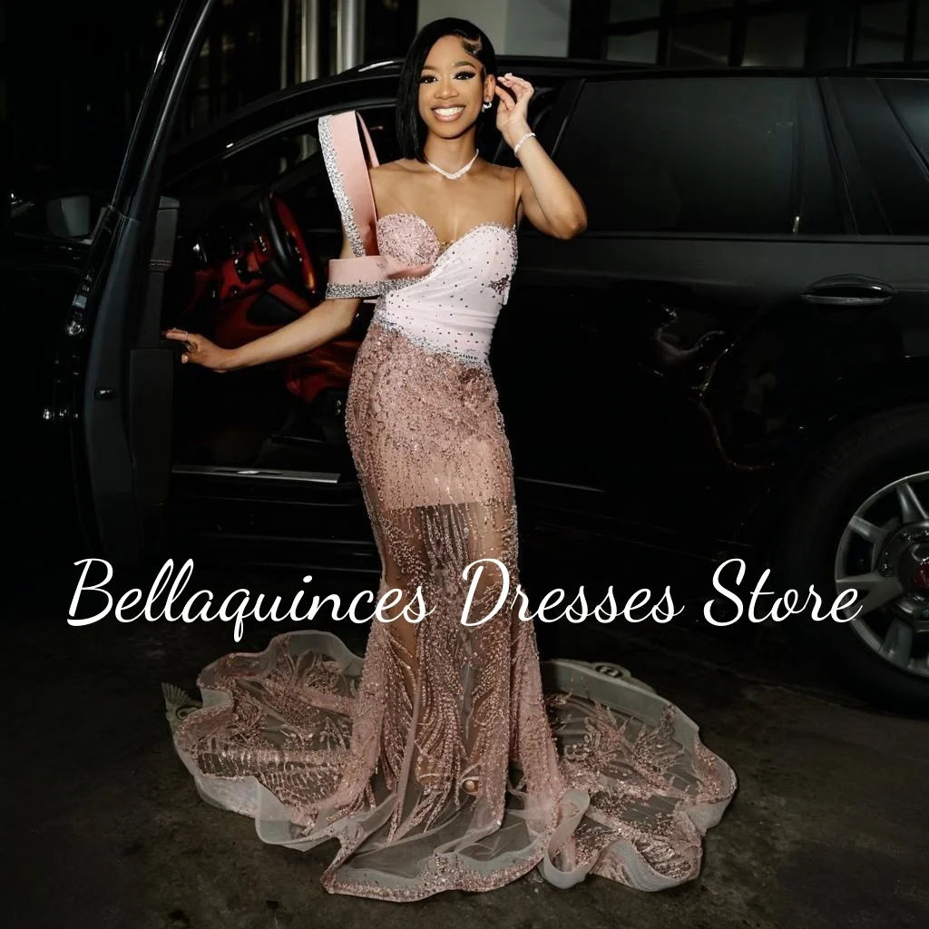 Mermaid Pink Prom Dresses Black Girl 2025 Sexy Glitter Applique Rhinestone Beaded Long Party Dress Women Luxury Customized
Mermaid Pink Prom Dresses Black Girl 2025 Sexy Glitter Applique Rhinestone Beaded Long Party Dress Women Luxury Customized