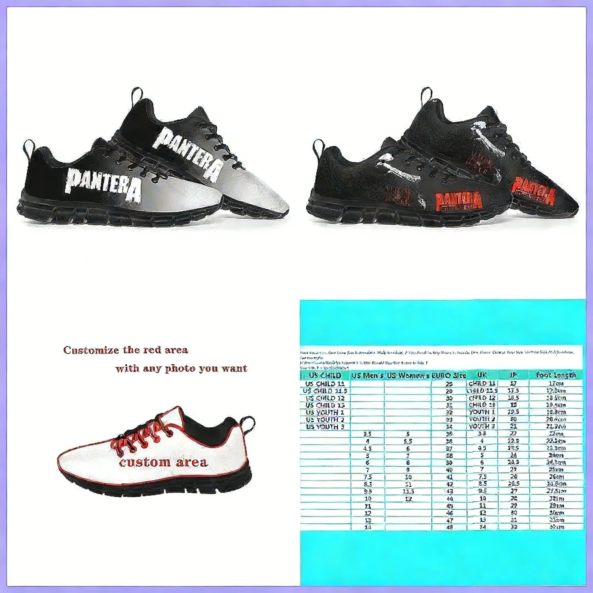 Pantera Metal Band Pop Sports Sneakers for Men & Women, Customizable High-Quality Casual Couple Shoes in Black
Pantera Metal Band Pop Sports Sneakers for Men & Women, Customizable High-Quality Casual Couple Shoes in Black