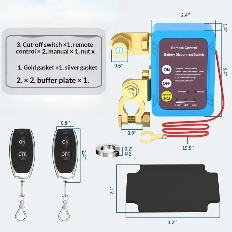 Remote Battery Disconnect 240A With LED Voltage Display Automatic Power Shut Off For Automobiles
Remote Battery Disconnect 240A With LED Voltage Display Automatic Power Shut Off For Automobiles