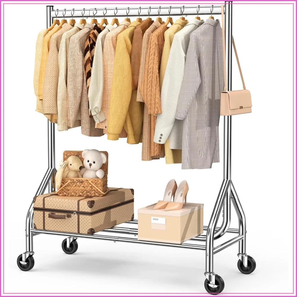 Heavy Duty Clothes Rack 420 LBS, Rolling Garment Rack with Lockable Wheels, Standing Metal Clothing Rack with Shelves, Portable Wardrobe for Hanging Clothes
Heavy Duty Clothes Rack 420 LBS, Rolling Garment Rack with Lockable Wheels, Standing Metal Clothing Rack with Shelves, Portable Wardrobe for Hanging Clothes