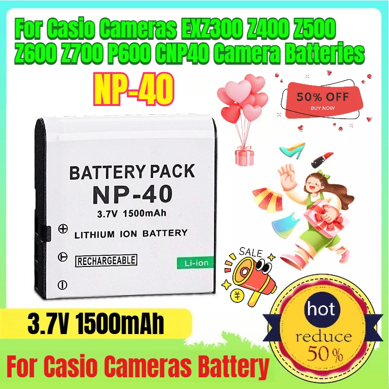 1500mAh NP-40 Battery for Casio Cameras EXZ300 Z400 Z500 Z600 Z700 P600 CNP40 Camera Batteries
1500mAh NP-40 Battery for Casio Cameras EXZ300 Z400 Z500 Z600 Z700 P600 CNP40 Camera Batteries