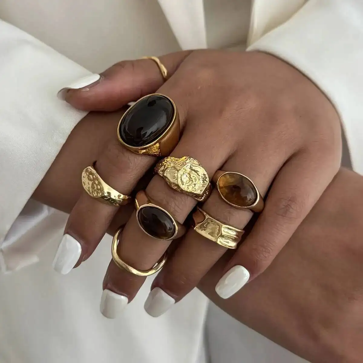 SHIXIN 8pcs/set Retro Resin Metal Open Rings for Women Bohemian Acrylic Irregular Stackable Knuckle Rings Fashion Jewelry 2026
SHIXIN 8pcs/set Retro Resin Metal Open Rings for Women Bohemian Acrylic Irregular Stackable Knuckle Rings Fashion Jewelry 2026
