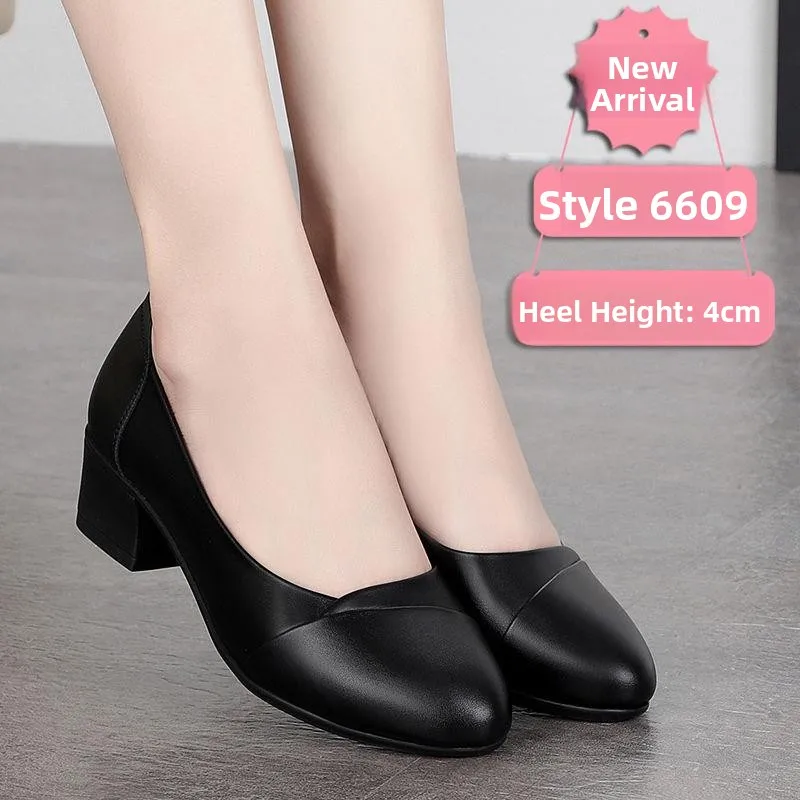 Ladies Soft Bottom Comfortable Work Shoes Genuine Soft Leather Single Shoes for Office Autumn Season Professional Black Pumps
Ladies Soft Bottom Comfortable Work Shoes Genuine Soft Leather Single Shoes for Office Autumn Season Professional Black Pumps