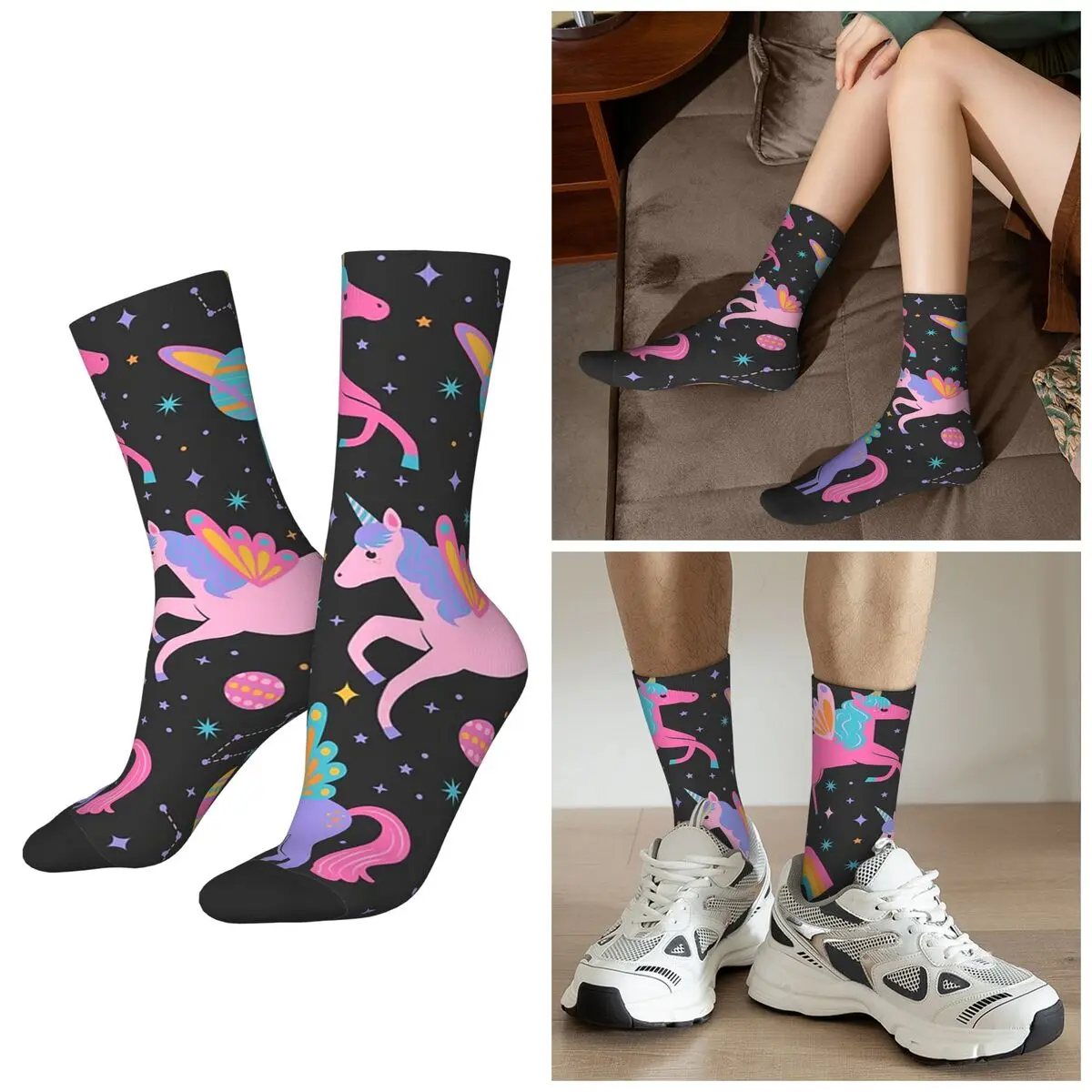 Всесезонные космические единороги-неоновая радуга на черных носках, носки в стиле Харадзюку, модные чулки для мужчин и женщин, подарки
Всесезонные космические единороги-неоновая радуга на черных носках, носки в стиле Харадзюку, модные чулки для мужчин и женщин, подарки