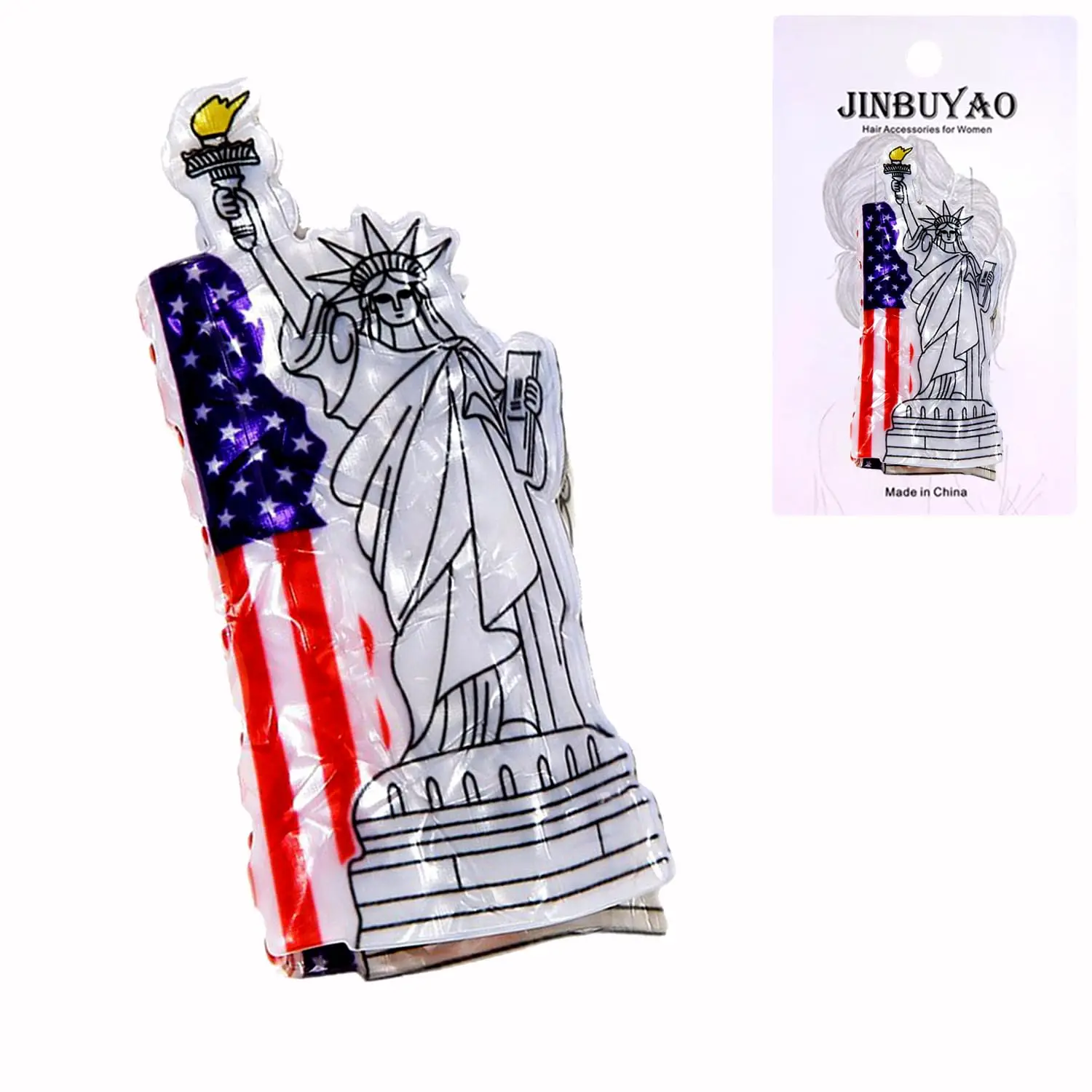 Pinza para el cabello de la Estatua de la Libertad de Estados Unidos, pinza antideslizante de acetato de celulosa grande, pinza decorativa patriótica para el cabello (Lady Liberty and the Flag)
Pinza para el cabello de la Estatua de la Libertad de Estados Unidos, pinza antideslizante de acetato de celulosa grande, pinza decorativa patriótica para el cabello (Lady Liberty and the Flag)