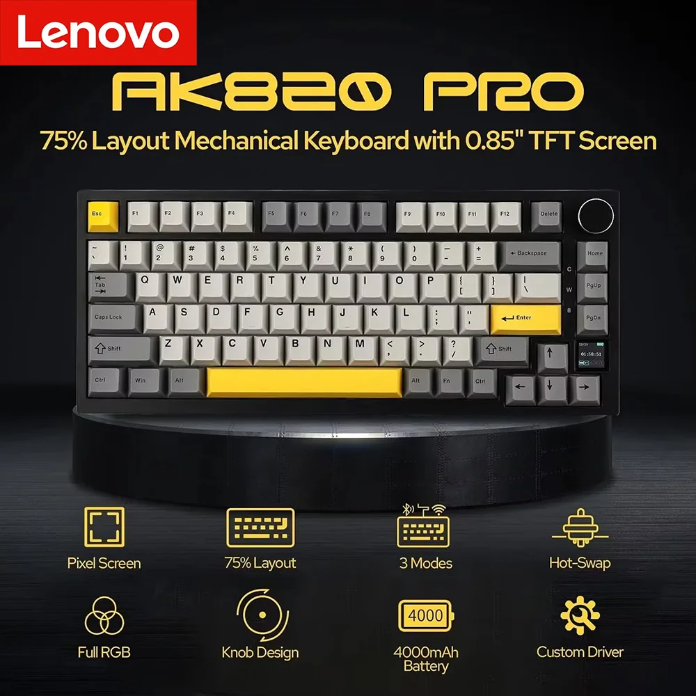Lenovo AK820/AK820Pro Игровая механическая клавиатура Bluetooth 5,1/Беспроводная/C-проводная индивидуальная клавиатура с ручкой, прокладкой для горячей замены
Lenovo AK820/AK820Pro Игровая механическая клавиатура Bluetooth 5,1/Беспроводная/C-проводная индивидуальная клавиатура с ручкой, прокладкой для горячей замены