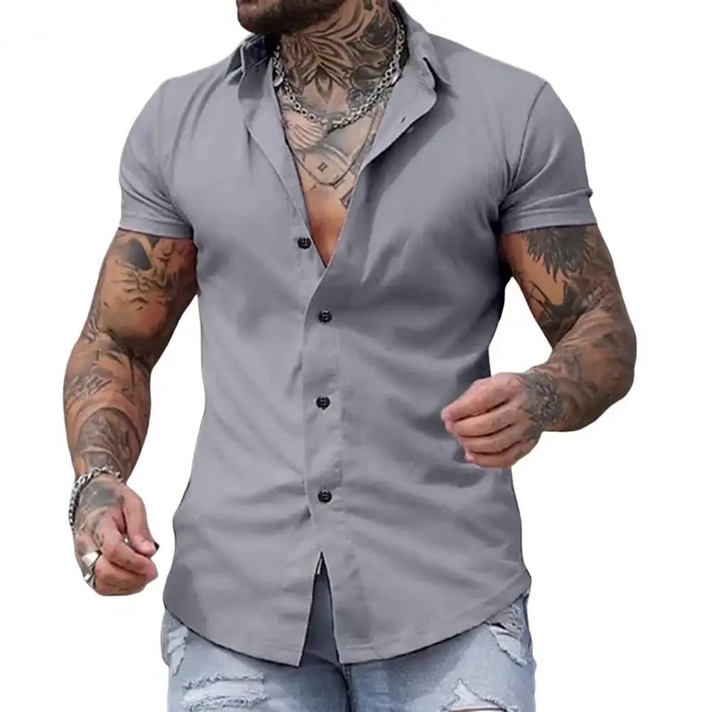 Men Solid Color Shirt Men Shirt Stylish Men's Slim Fit Summer Shirt with Turn-down Collar Short Sleeves for Formal
Men Solid Color Shirt Men Shirt Stylish Men's Slim Fit Summer Shirt with Turn-down Collar Short Sleeves for Formal