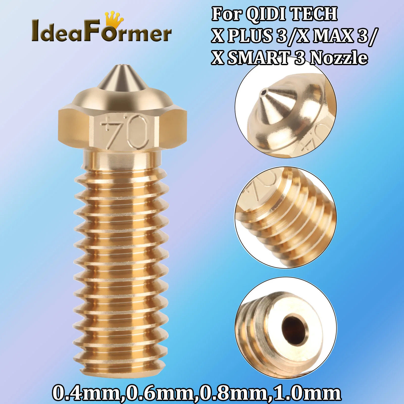 IdeaFormer High Quality Brass Nozzles For QIDI TECH X PLUS 3/ X MAX 3/X SMART 3 3D Printer 0.4mm 0.6mm 0.8mm 1.0mm Accessories
IdeaFormer High Quality Brass Nozzles For QIDI TECH X PLUS 3/ X MAX 3/X SMART 3 3D Printer 0.4mm 0.6mm 0.8mm 1.0mm Accessories