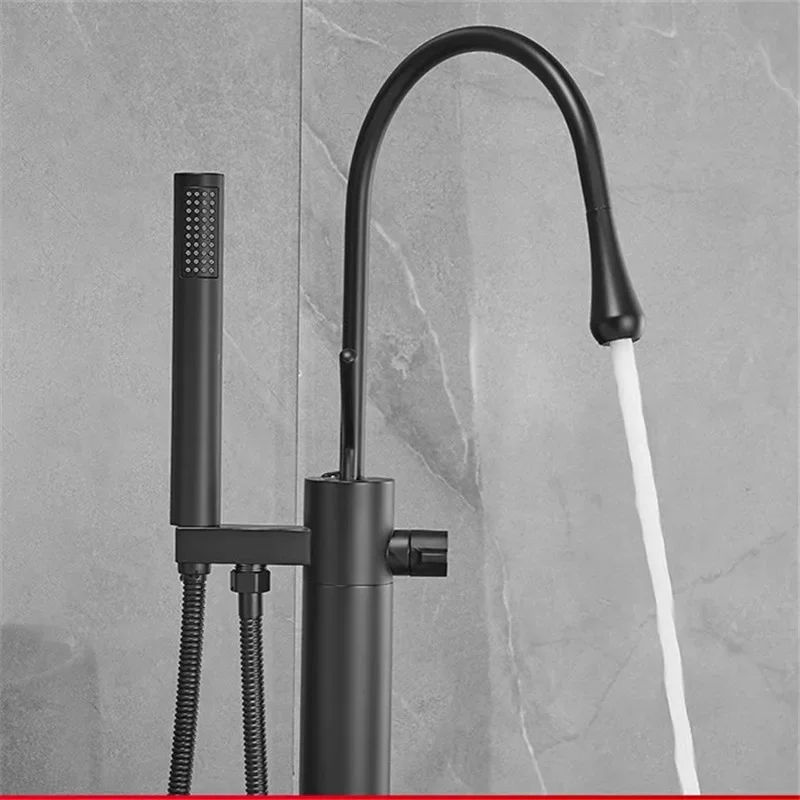 Напольный черный смеситель для ванны для ванной комнаты + ручной душ, отдельно стоящий хромированный роскошный смеситель для ванны
Напольный черный смеситель для ванны для ванной комнаты + ручной душ, отдельно стоящий хромированный роскошный смеситель для ванны