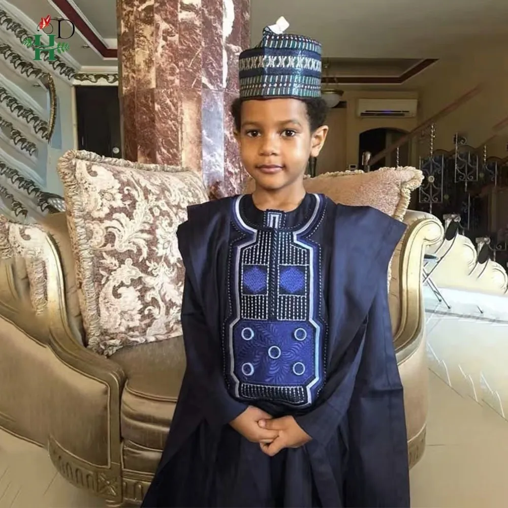 H&D Dark Blue Shirt Pants 2PCS Set For Kids Boys African Outfit Children Dashiki Embroidery Bazin Thobe Suit Birthday Gifts 2025
H&D Dark Blue Shirt Pants 2PCS Set For Kids Boys African Outfit Children Dashiki Embroidery Bazin Thobe Suit Birthday Gifts 2025