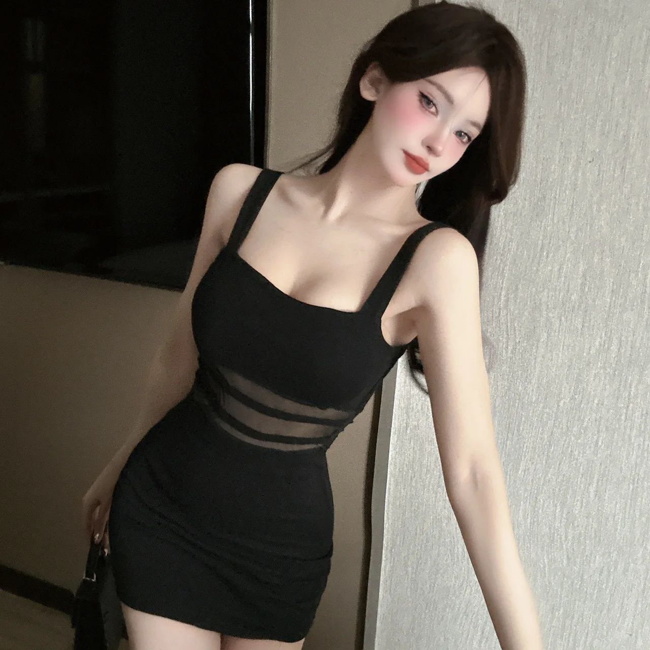 Sexy Club Black Dress Women's Summer Small Size Mesh Splice See-through Slimming Strapless Vest Dress Square Collar Gown
Sexy Club Black Dress Women's Summer Small Size Mesh Splice See-through Slimming Strapless Vest Dress Square Collar Gown