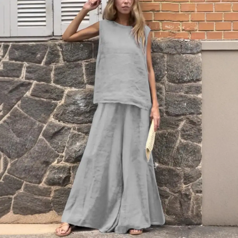 Women Two Piece Set Women's Summer Linen Cotton 2-piece Outfit Sleeveless Tank Top Wide Leg Pants Set for Casual Lounge Beach
Women Two Piece Set Women's Summer Linen Cotton 2-piece Outfit Sleeveless Tank Top Wide Leg Pants Set for Casual Lounge Beach