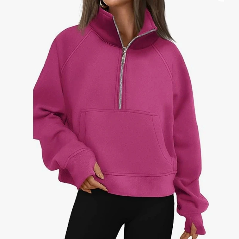 New Women's Spring Autumn Winter Stand Collar Plus Fleece Solid Color Hoodie Long Sleeve Pocket Loose Half Zip Pullover Hoodie
New Women's Spring Autumn Winter Stand Collar Plus Fleece Solid Color Hoodie Long Sleeve Pocket Loose Half Zip Pullover Hoodie