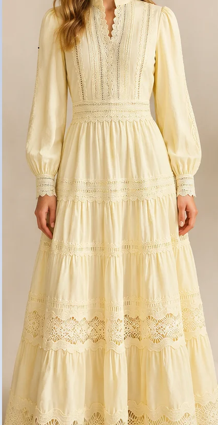 Butter Yellow Elegant Vacation Lace Embroidery Hollow Out Blouse And Skirt Two Piece Set Women Spring Summer Festival Graduation
Butter Yellow Elegant Vacation Lace Embroidery Hollow Out Blouse And Skirt Two Piece Set Women Spring Summer Festival Graduation
