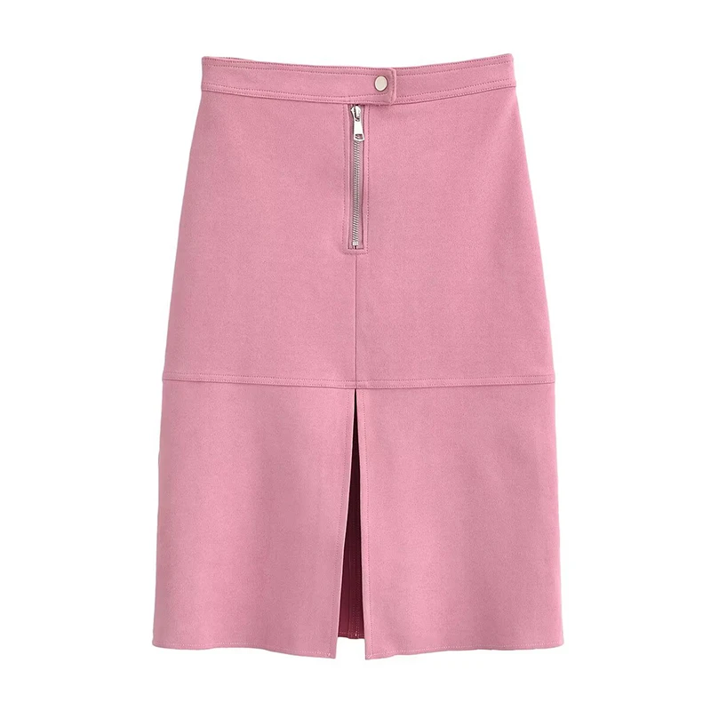 YENKYE Women's Pink Faux Suede Midi Skirt Front Split Zipper Detail Elegant Office Work Skirts
YENKYE Women's Pink Faux Suede Midi Skirt Front Split Zipper Detail Elegant Office Work Skirts