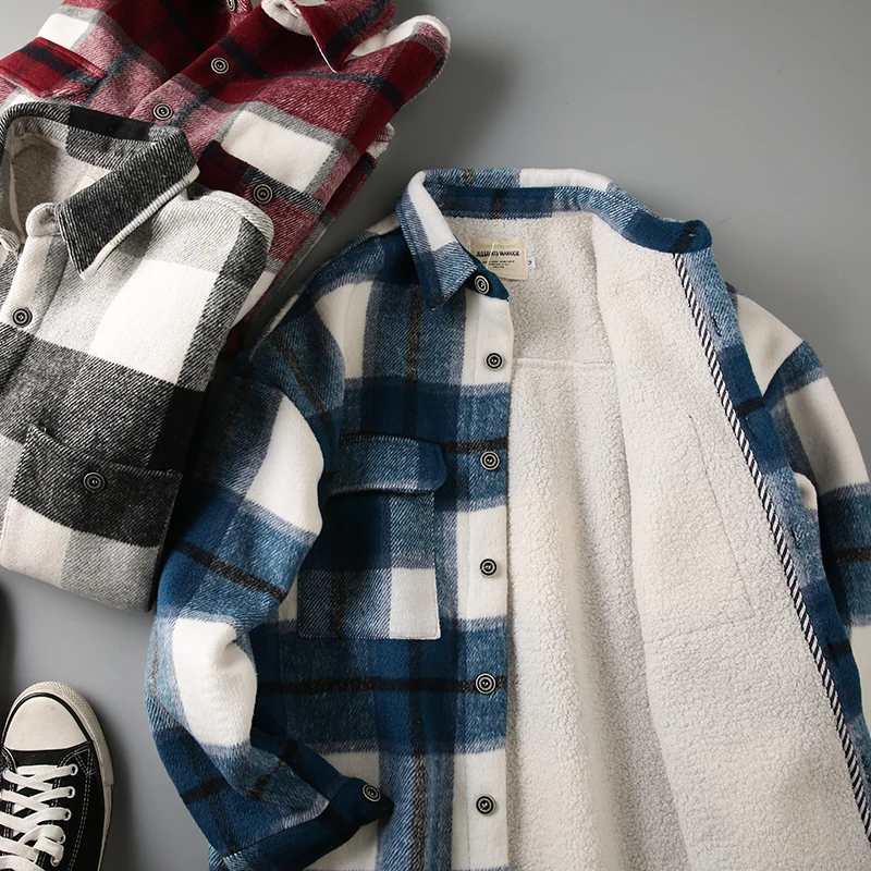 Thickened New Upgrade! American Retro Plaid Lamb Fur Loose Shirt Jacket Winter Fashion Urban Style Long Sleeve Standard Fit
Thickened New Upgrade! American Retro Plaid Lamb Fur Loose Shirt Jacket Winter Fashion Urban Style Long Sleeve Standard Fit