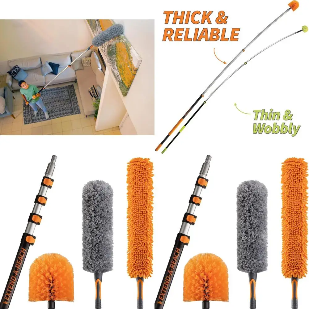 24-Foot Extendable High Reach Duster Kit for Ceiling Cleaning and Cobweb Removal
24-Foot Extendable High Reach Duster Kit for Ceiling Cleaning and Cobweb Removal