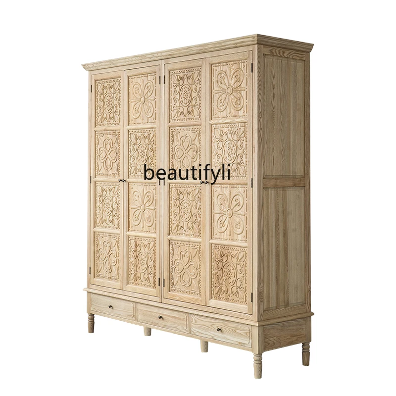 American Retro Idyllic Wood Carved Wardrobe Adult Bedroom Multi-Functional Storage Cabinet
American Retro Idyllic Wood Carved Wardrobe Adult Bedroom Multi-Functional Storage Cabinet