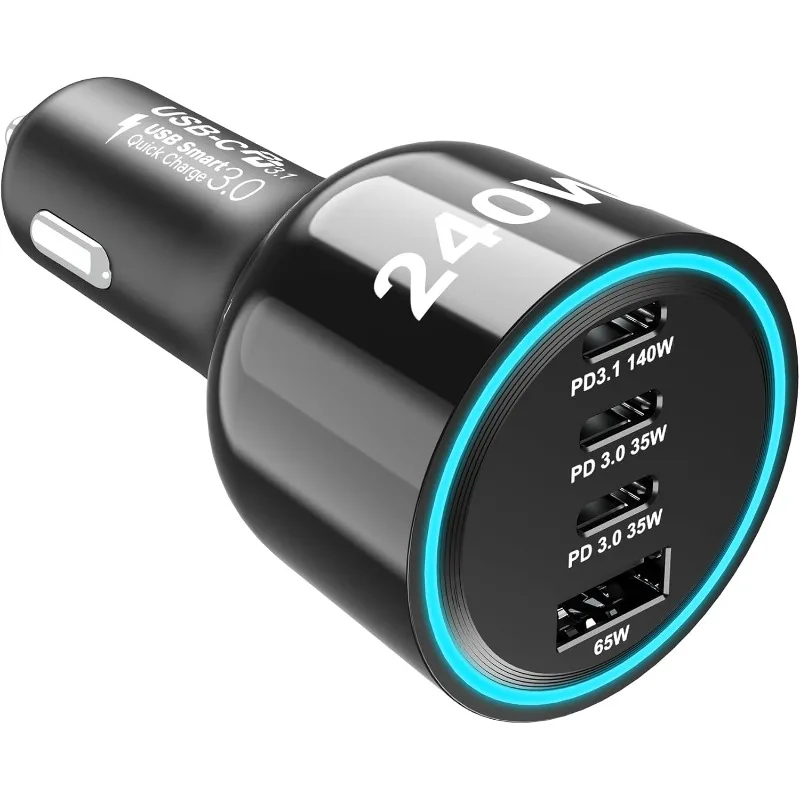 240W USB C Car Charger, Super Fast Charging 4-Ports PD3.1 140W/PD3.0 100W PPS 45W QC65W Type-C Car Adapter for MacBook Pro
240W USB C Car Charger, Super Fast Charging 4-Ports PD3.1 140W/PD3.0 100W PPS 45W QC65W Type-C Car Adapter for MacBook Pro